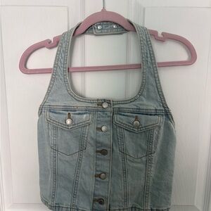 Light Blue Denim Halter Top